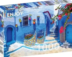 Enjoy: Turquoise Street in Chefchaouen, Maroc (1000)
