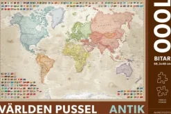 Norstedts: Världen Pussel Antik - Världskarta med svensk text och flaggor (1000)