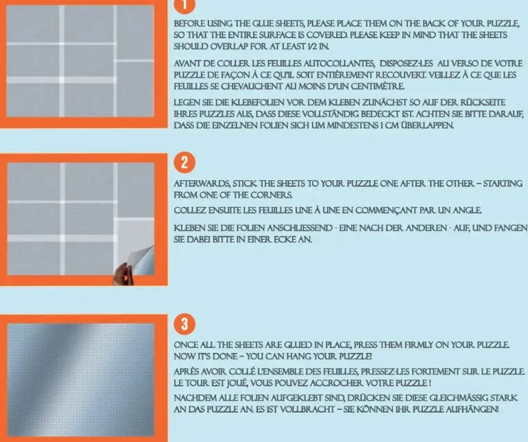 Puzzle Glue Sheets - Limark (8 st A4 för 1000 bitar) - Jig&Puz