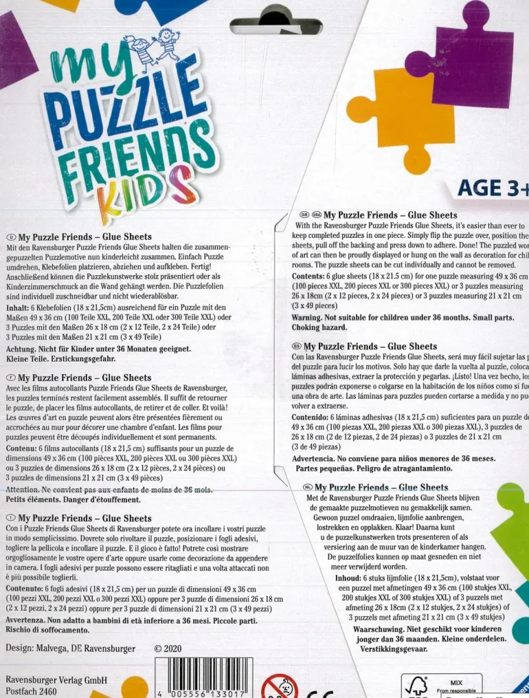 Puzzle Glue Sheets - My Puzzle Friends Kids, Limark (6 st) - Ravensburger