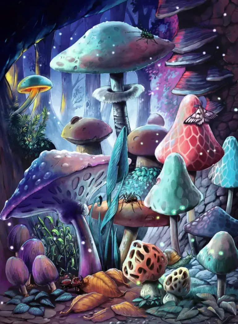 Ravensburger: Glow in the Dark - Moonlight Mushrooms (500)