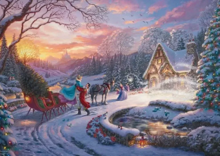 Schmidt: Thomas Kinkade Studios - Disney, Cinderella Bringing Home the Tree (1000)